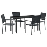 Garden Dining Set 5 pcs Black PE Rattan - Front View