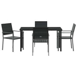 Garden Dining Set 5 pcs Black PE Rattan - Close-Up Angle