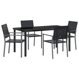 Garden Dining Set 5 pcs Black PE Rattan - Front View