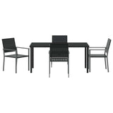 Garden Dining Set 5 pcs Black PE Rattan - Close-Up Angle
