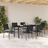 Garden Dining Set 7 pcs Black PE Rattan - Top-Down View