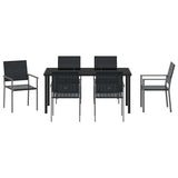 Garden Dining Set 7 pcs Black PE Rattan - Close-Up Angle