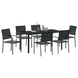 Garden Dining Set 7 pcs Black PE Rattan