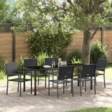 Garden Dining Set 7 pcs Black PE Rattan