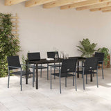 Garden Dining Set 7 pcs Black PE Rattan