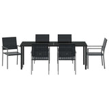 Garden Dining Set 7 pcs Black PE Rattan - Close-Up Angle