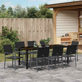 Garden Dining Set 9 pcs Black PE Rattan