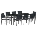 Garden Dining Set 9 pcs Black PE Rattan