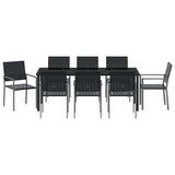 Garden Dining Set 9 pcs Black PE Rattan