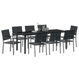 Garden Dining Set 9 pcs Black PE Rattan - Side View