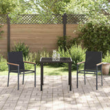 Garden Dining Set 3 pcs Black Powder-coated Steel - Top-Down View