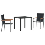 Garden Dining Set 3 pcs Black Powder-coated Steel