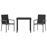 Garden Dining Set 3 pcs Black Powder-coated Steel - Close-Up Angle