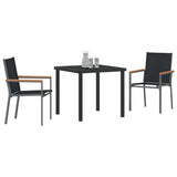 Garden Dining Set 3 pcs Black Powder-coated Steel - Side View