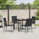 Garden Dining Set 5 pcs Black Powder-coated Steel