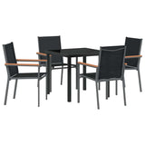 Garden Dining Set 5 pcs Black Powder-coated Steel - Front View