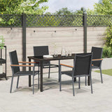 Garden Dining Set 5 pcs Black Powder-coated Steel