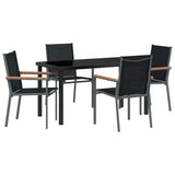 Garden Dining Set 5 pcs Black Powder-coated Steel