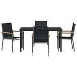 Garden Dining Set 5 pcs Black Powder-coated Steel
