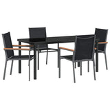 Garden Dining Set 5 pcs Black Powder-coated Steel - Front View