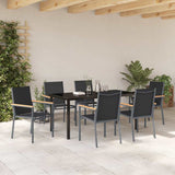 Garden Dining Set 7 pcs Black Powder-coated Steel - Top-Down View