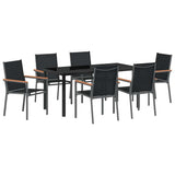 Garden Dining Set 7 pcs Black Powder-coated Steel - Front View