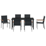 Garden Dining Set 7 pcs Black Powder-coated Steel - Close-Up Angle