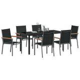 Garden Dining Set 7 pcs Black Powder-coated Steel - Side View