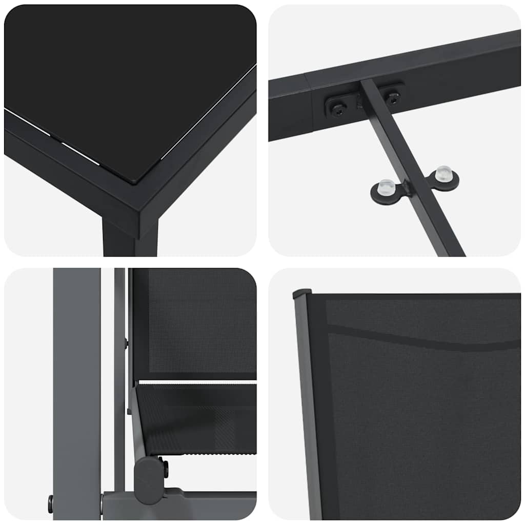 Garden Dining Set 7 pcs Black Powder-coated Steel