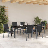 Garden Dining Set 7 pcs Black Powder-coated Steel - Top-Down View