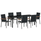 Garden Dining Set 7 pcs Black Powder-coated Steel - Front View