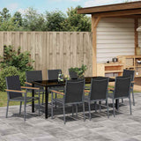 Garden Dining Set 9 pcs Black Powder-coated Steel - Top-Down View