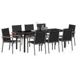 Garden Dining Set 9 pcs Black Powder-coated Steel