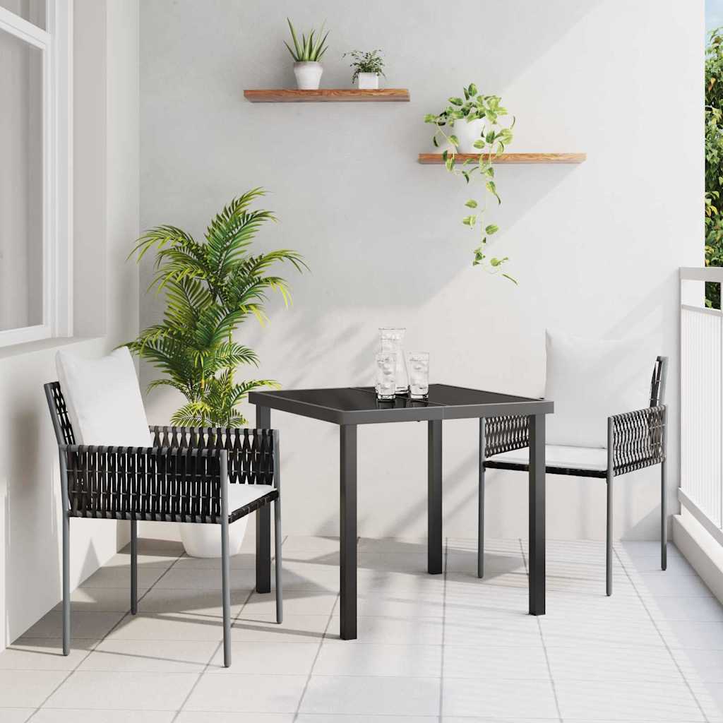 Garden Dining Set 3 pcs Brown and Black PE Rattan