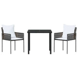 Garden Dining Set 3 pcs Brown and Black PE Rattan - Close-Up Angle