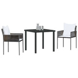 Garden Dining Set 3 pcs Brown and Black PE Rattan