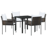 Garden Dining Set 5 pcs Brown and Black PE Rattan - Front View