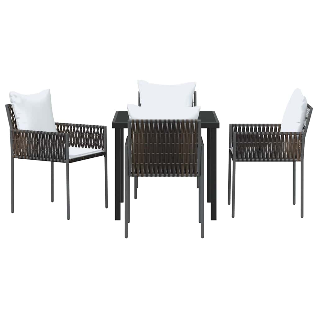 Garden Dining Set 5 pcs Brown and Black PE Rattan