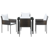 Garden Dining Set 5 pcs Brown and Black PE Rattan - Close-Up Angle