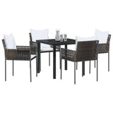 Garden Dining Set 5 pcs Brown and Black PE Rattan - Side View