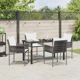 Garden Dining Set 5 pcs Brown and Black PE Rattan