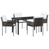 Garden Dining Set 5 pcs Brown and Black PE Rattan