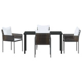Garden Dining Set 5 pcs Brown and Black PE Rattan - Close-Up Angle