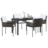 Garden Dining Set 5 pcs Brown and Black PE Rattan