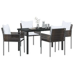 Garden Dining Set 5 pcs Brown and Black PE Rattan