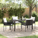 Garden Dining Set 5 pcs Brown and Black PE Rattan