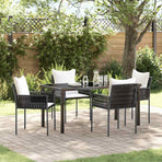 Garden Dining Set 5 pcs Brown and Black PE Rattan