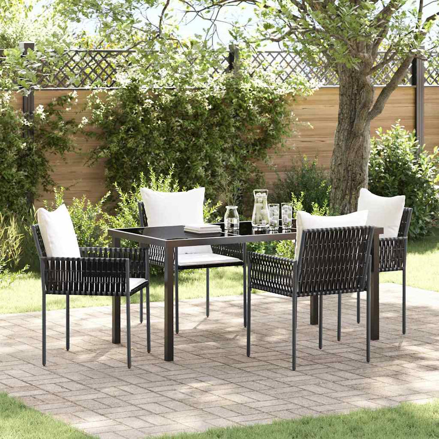 Garden Dining Set 5 pcs Brown and Black PE Rattan