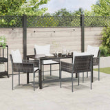 Garden Dining Set 5 pcs Brown and Black PE Rattan