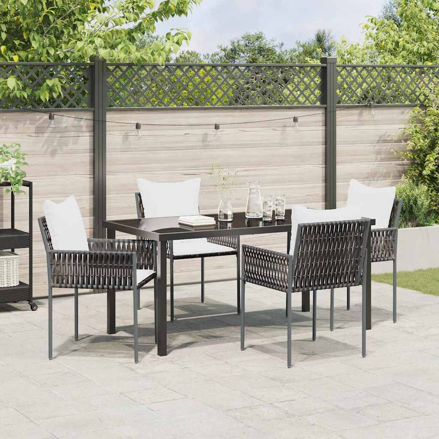 Garden Dining Set 5 pcs Brown and Black PE Rattan